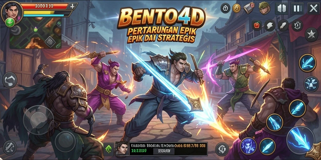 Screeshot gameplay BENTO4D menunjukkan aksi pertarungan yang seru dan intens.