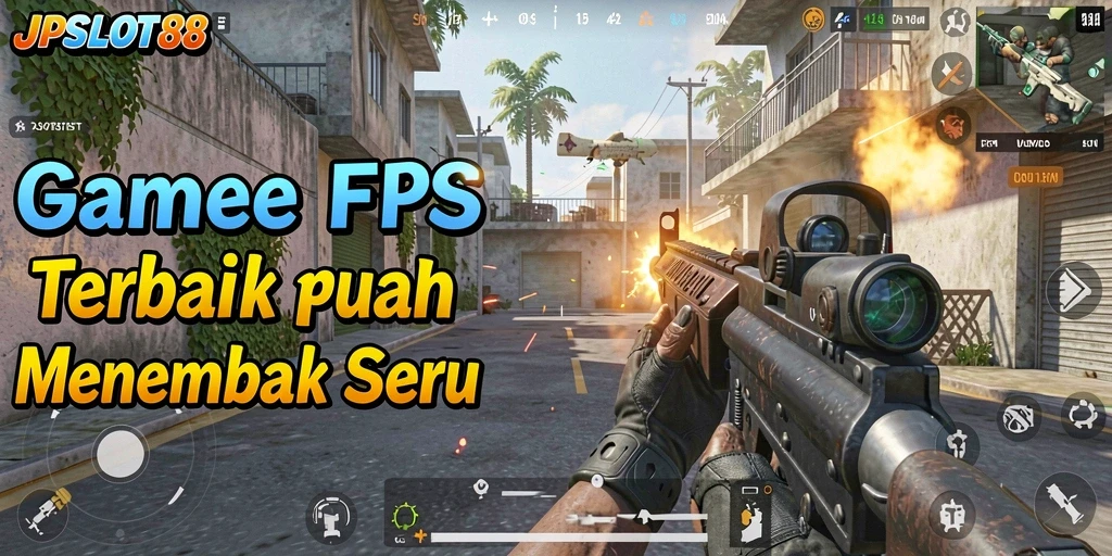 Screenshot menunjukkan aksi menembak mendebarkan di JPSLOT88.