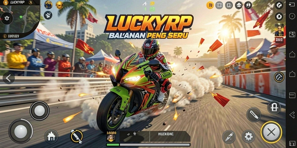 Gameplay seru balapan motor di trek menantang.