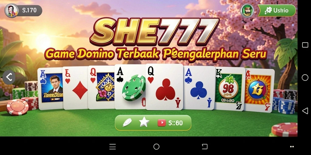 Tampilan gameplay seru dari SHE777 saat bermain Domino.