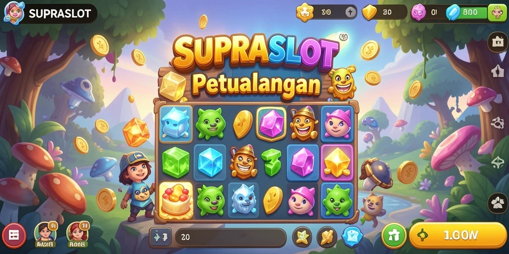 Tampilan seru gameplay <strong>SUPRASLOT</strong> dengan elemen Match-3 yang menggugah selera.