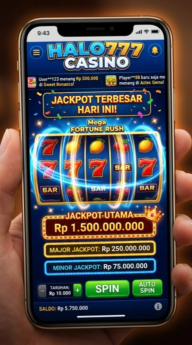 Tampilan utama aplikasi halo777 dengan fitur pencarian.